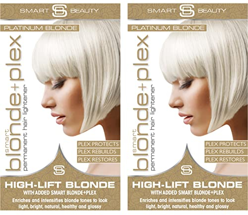 Platinblondes Haarfärbemittel mit zusätzlichem Plex Haarpflege Conditioner, permanente Haarfarbe mit natürlicher Platin Haartönung für blondes Haar, veganes Haarfärbemittel - Smart Beauty (2er-Pack)