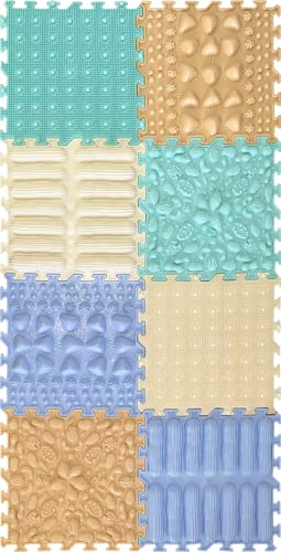 ORTO NATURE Massage Puzzle sensorische Bodenmatte - Orthopädische Spielmatte für Kinder oder als Baby Spielzeug, Puzzlematte Unterlage für den Boden (Weiche Pastellfarben)