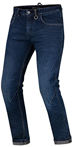 SHIMA DEVON Motorradjeans - Belüftete Elastische Slim Fit Biker Motorradhose mit FiberQL-Verstärkungen, Knie- und Hüftprotektoren (Dunkelblau, 36 LONG)