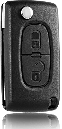 FINTERRY Remote Control Pilot Fob Car Key Shell Case Flip Folding Cover Replacement for Peugeot and Citroen compatible with 207 308 407 607 807 C2 C3 C4 C5 C6 C8 DS3 DS4 - 2 Buttons
