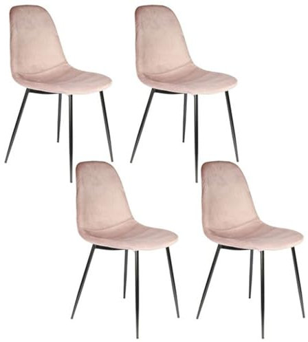 HOME DECO FACTORY - HD67061 Lot de 4 Chaises Giulia Velours Côtelé, Moderne et Élégante, Salon ou Salle à Manger, Confort et Style, 54x85x44 cm, Rose Poudre