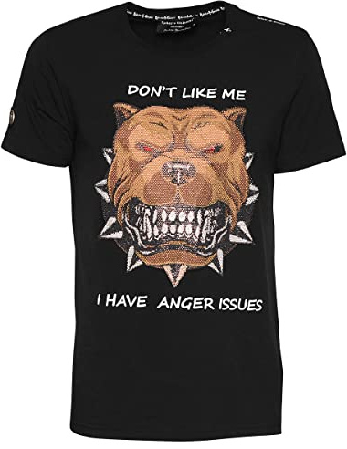 Roberto Geissini Unisex T-Shirt Evil Dog-Black-