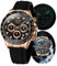 OLEVS Uhren für Herren, Quarz, wasserdicht, Chronograph, analog, multifunktional, Mondphase, Silikon, Diamant, leuchtende Armbanduhr, Silber, Schwarz, digital, Roségold Schwarz, Digital