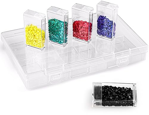 Kurtzy Clear Plastic Bead Storage Organiser Box - 12 Small Removable Compartment Containers with Lids for Diamond Dot Painting Beads, Jewellery, DIY Nail Art, Earrings, Glitter & Embroidery