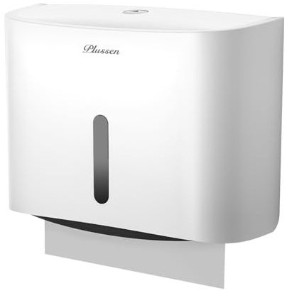 PLUSSEN Dispenser Carta Asciugamani,dispenser salviette bagno da muro,Tovaglioli Piegati a Z ed Intercalati dispenser asciugamani carta,Può Contenere Fino A 200 Fogli (Bianco-pn6015)