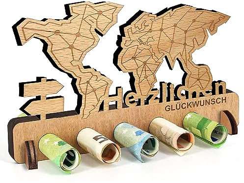 Geburtstag Geldgeschenk Holz, Geldgeschenke Weltkarte, Hochzeit Geldgeschenk, Weltkarte Geldgeschenk Geld Geschenk Holz Deko für Freunde, Familie