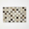 HOMESCAPES Leder-Tischset 4er-Set 46x30 cm grau-creme-beige, karierte Patchwork Platzsets aus Leder mit Fell und Filz-Unterseite