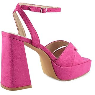 Azarey - Sandalias fucsia con plataforma - Sandalia de cuña con plataforma (Fucsia - 36)