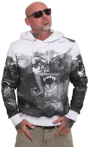 Yakuza Herren Horror Allover Kapuzenpullover, Weiß, M