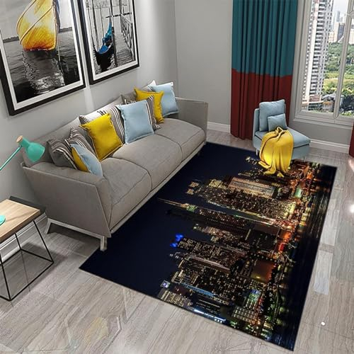 Buohwiwe 3D Teppich New York - Modern Schlafzimmer Flanell Teppich New York Wohnzimmer Teppich - Dekoration Carpet rutschfeste Teppiche 60x120 cm E21