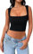 Cuptacc Tank Top Damen Sommer Baufreie Ärmelloses Aesthetic Sexy Crop Tops Leicht Yoga Square Neck Shirts Schwarz Mittel M 38-40