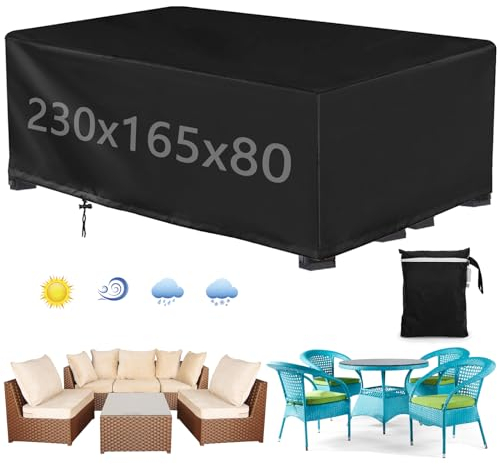 Onlyesh Funda para Muebles de Jardín, Tela Oxford 420D, Funda Muebles Exterior Impermeable, Anti Viento, Anti UV Funda Protectora Mesa Exterior, 230x165x80cm
