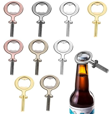 Clickinline 10Pcs Metal Bottle Opener Blanks Stainless Steel Bottle Opener Inserts Kit Threaded Beer Opener Hardware