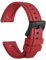 WOCCI 22mm Hevea Uhrenarmband für Herren, FKM Gummi Armband, Schnellverschluss, Schwarzer Schnalle Rot