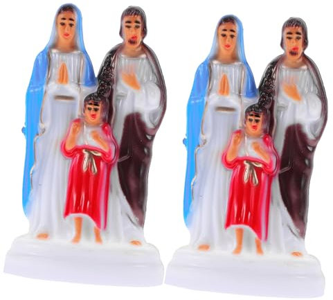 Amosfun 2St Dekoration Plastik Figur Mutter Maria Figur Mutter Vater Kind statuen Wohnkultur Modelle Ornament leuchtende Dekorationen Leuchtende Desktop-Statue Haushalt Kunsthandwerk