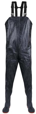 Salopette antipioggia da uomo, impermeabili, impermeabili, termiche da uomo, colore nero, impermeabili, con stivali di gomma, Nero , 47