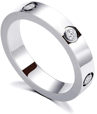 RIXERKOC Liebe Freundschaft Ring für Damen Cubic Zirkonia Edelstahl Versprechen Ring Hochzeit Band Schmuck Valentinstag Geburtstag Geschenke für Frauen Mädchen (6, Silber)