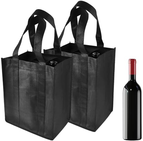 CKCSHI 2PCS Bottle Carrier for 6 Bottles, Reusable Compartment Wine Bottle Holder Bag with Carry Handle