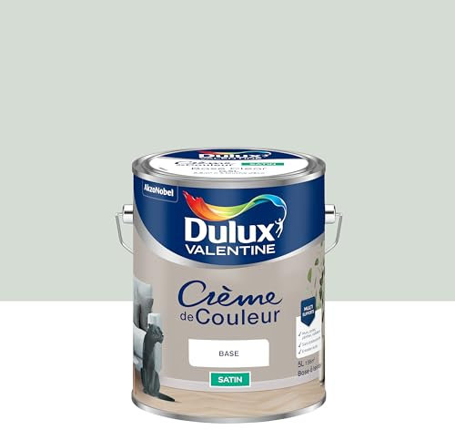 Dulux Valentine Crème de Couleur - Peinture multi-supports intérieure - Satin Gris Perle 5 L