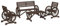 vidaXL Garten Lounge Set 4-TLG., Sitzgruppe mit Wagenräder-Design, Tisch für Garten Terrasse, Gartenmöbel, Landhausstil, Massivholz Tanne