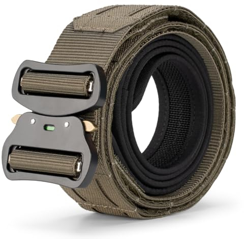 SHIELD Germany taktischer Gürtel, Militär Gürtel – Arbeitsgürtel Herren, tactical belt, Stufenlos Verstellbar, Ideal für Airsoft, Bundeswehr, Outdoor & Rettungsdienst (Steingrau Oliv, L (105-125cm))