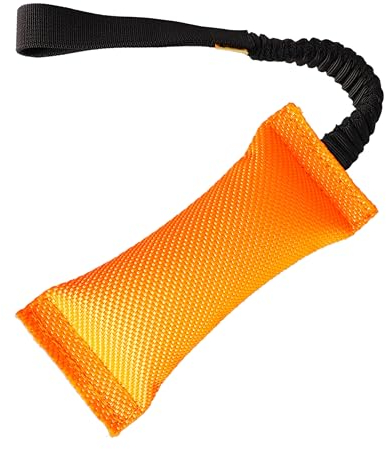 Dingo Hundespielzeug Beisswurst fur Hunde 20 x 8 cm Feuerwehrschlauch Bungee Griff länge 48 cm zum Training Tauziehen Zerrspiele handgefertigt Orange 15671