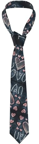 Oudrspo Krawatte für Herren mit den Worten „Ich liebe dich und Herzen, kariert, rot und schwarz bedruckt, tolle Geschenke für Hochzeiten, den Bräutigam, Trauzeugen, Missionen, Tänze.