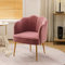 TaiEnjoy Sessel Wohnzimmer, Relaxsessel mit Muschel-Rückenlehne, Gepolsterter Fernsehsessel, Esszimmerstuhl Einzelsofa, Samtstoff Sessel mit Goldbeinen und verstellbaren Beinen für, Rosa