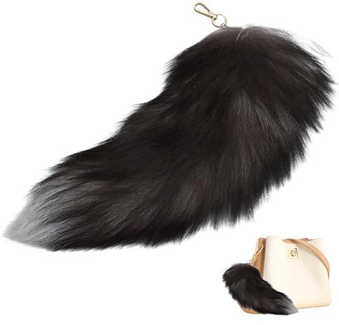 Fuchsschwanz Anhänger, 40 cm/15,7 inch Fuchsschwanz Schlüsselanhänger, Fell Schwanz Keychain, Tierschwanz Anhänger Kunstfell, Fuchsschwanz Schlüsselanhänger Karabiner,Auto Schlüsselketten Anhänger
