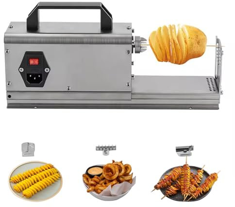 guoyjmm 3 in 1 Electric Tornado Potato Slicer, Commercial French Fry Cutter, Stainless Steel Twisted Potato Curly Fry Cutter for Potatoes Carrots Cucumbers