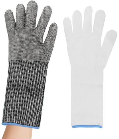 Schutzhandschuhe für Küche und Arbeit - Edelstahl Draht Schnittfeste Handschuhe | Sicherheits-Arbeitshandschuhe für Küchenarbeiten, Kochen, und Handwerk, Anti-Cut Handschuhe für sicheres Arbeiten