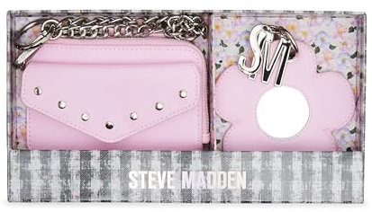 Steve Madden Damen Blooms Wallet & Flower Mirror Box Set, Pink, Einheitsgröße, Blooms Wallet & Flower Mirror Box Set