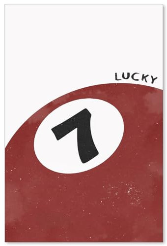 enttgo Poster mit roter Glückszahl 7, einzigartige Y2K coole Mädchen-Wandkunst, trendiger Barwagen, Leinwanddrucke, Schlafzimmer, Wohnheim, Wanddekoration, 61 x 91,4 cm, ungerahmt