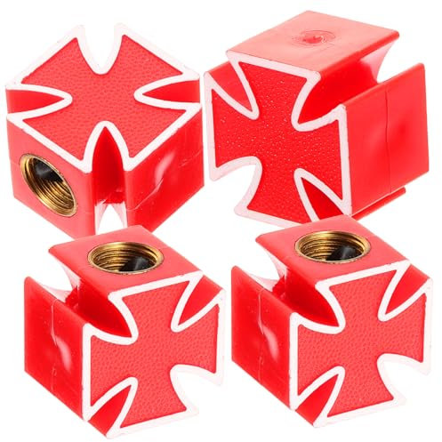 BUGUUYO Universal Ventil Abdeckungen 4 Pcs Set Auto Reifen Ventil Kappen Kreuz Design Langlebig ABS Kupfer
