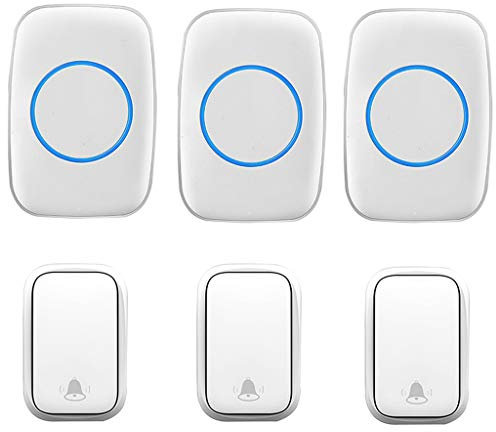 CAFIEDR Campanello Senza Fili, Kit Campanello Impermeabile con 3 Pulsanti-2