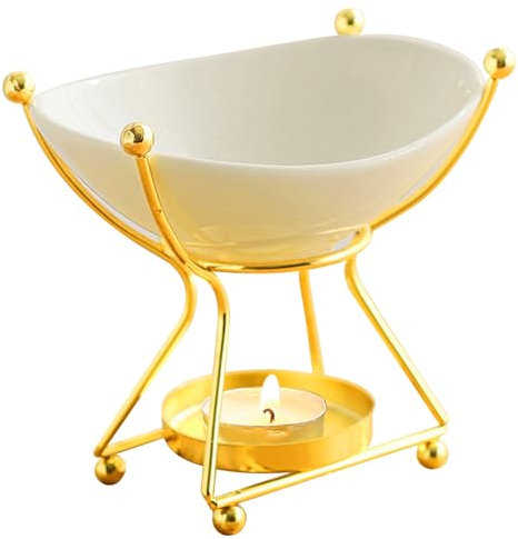 WD&CD Metal Ceramic Candle Aroma Burner Oil Burner Home Decoration Iron Aromatherapy Lamp Candle Löffel Aroma Diffuser -Gold 08