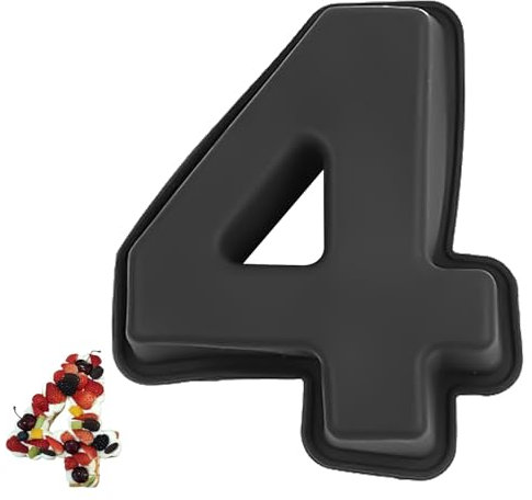 YXHZVON Moule à Gâteau Number 4, 3D Number Cake Moule de Silicone, Grands Moules Chiffre Cake, Moules à Spécifique Forme pour Anniversaires, Fêtes