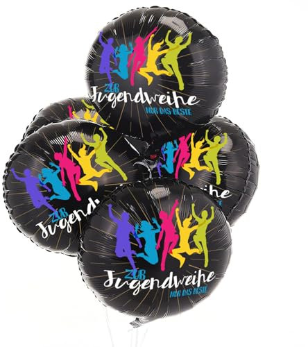 5 Stück Jugendweihe Deko Folienballon Luftballons Dekoration für Jugendweihe (5 Stück-Schwarz)
