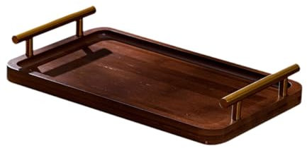 Fenteer Holz-Serviertablett, Holzplatte, Präsentationstablett für Vorspeisen, Grill, Mittagessen, Abendessen, Terrasse, Dark Wood L