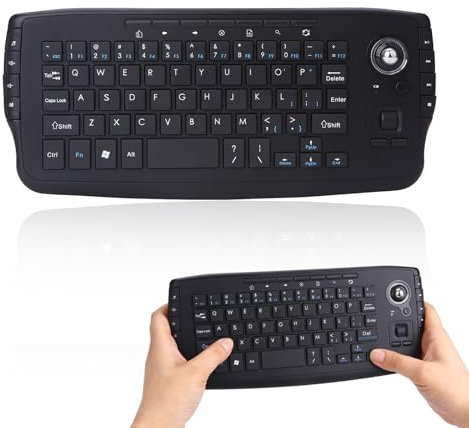 Kabellose Tastatur mit Trackball,2.4G Mini Tastatur Multi-Media Funktionelle Trackball Air Maus für Android TV Box Smart TV PC Notebook-Schwarz