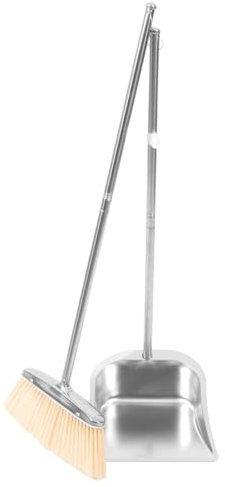 Zerodeko 1 Set Set Paletta e Scopa Padella Domestico Drenare Vuoto Scopa per Rimuovere Il Pelo Sfogo Inaugurazione della Casa Secchio Aria Pulitore di Polvere Silver Acciaio Inossidabile