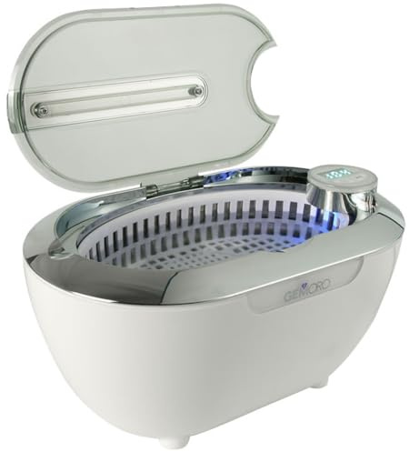 GemOro LUXESPA | Personal Ultrasonic Jewelry & Eyeglass Cleaner with 5 User-Programmable Timed Cleaning Cycles | Professional Performance Machine for Rings Watches Glasses Earrings Retainers