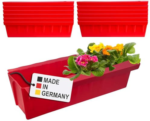 Hossi's Wholesale 12 Euro-Paletten Blumenkästen-Einsätze | mit Hängesystem zum Einhängen | 37,3cm Rot | Pflanzkasten für Europalette Palette | Balkonkasten | Blumentopf | extrem stabil
