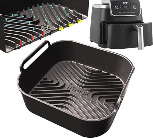 Ninja AF140UK Premium Silicone Liner | 1.5cm Ridges for Air Flow, 2.5mm Thick, Dishwasher Safe | Designed to Fit Ninja AF180UK Air Fryer | 1PC 4.7L Liter Silicone Air Fryer Liners | by iStock Kitchen