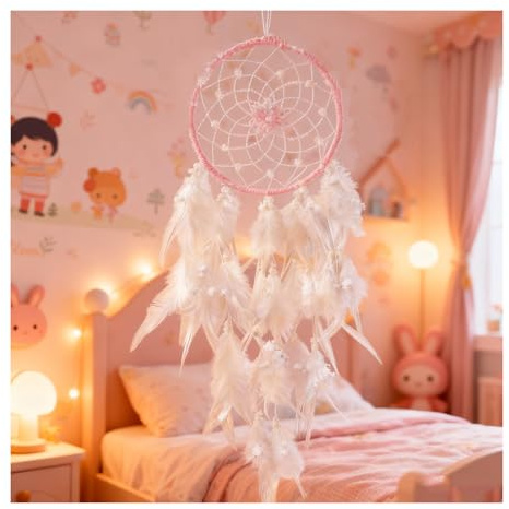 ZMaglorian Handgefertigter Traumfänger XXL Groß mit Federn - Boho Wanddeko für Mädchenzimmer, Kinderzimmer Deko und Wohnzimmer Dekoration (Lila)