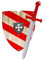 Ritter Schwert und Schild aus Holz, Handgefertigtes und Bemaltes - Spielzeug für Jungen, Mädchen, Kinder - Ergänzung für Spiele, Imitationsspiele, Kostüme, Mittelalter, Krieger, Mottoparty (Rot)