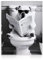 Dazzlewall Lustiges Badezimmer Bild, Cooler Hund auf Toilette Schwarz Weiß Tierdruck für Badezimmer Toiletten Deko 12x16 Zoll Ungerahmt