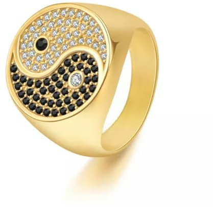 Tai Chi Bagua-Ring Herren und Damen Edelstahl-Radsportring-Gold-9