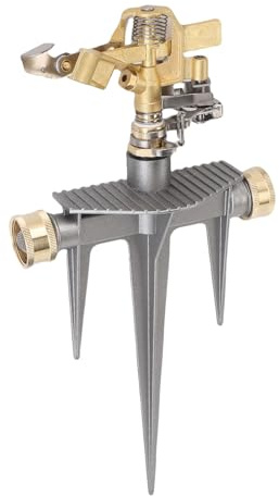 banapoy Impulsregner, 360° Drehbarer Pulsierender Wassersprinklerkopf mit Spike-Basis, NH 3/4-Gewinde, 49 Fuß Sprühdistanz, für Bewässerung Großer Flächen Im Hof, Rasen und Garten