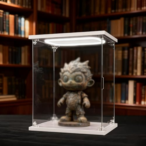 Vitrine Acrylique Boîtes Rangement Sculptures Lumineuses Blanches 40, 45, 50 Cm Hauteur, Vitrine Acrylique Transparent, Présentoir Comptoir Voitures Miniatures/Statues(25x50xH50cm/10x20x20in)